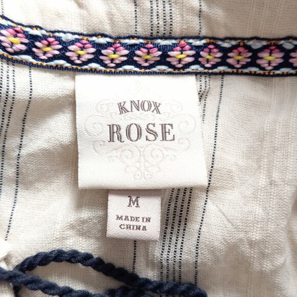 Knox Rose Women’s Dress Boho Peasant Embroidered Cotton Tassel Tie Size Medium - Picture 10 of 10